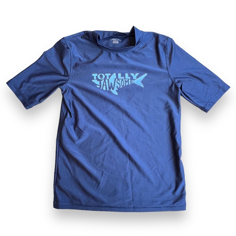 Cherokee Blue "Totally Jawsome" Boy Rash Guard Sz. L